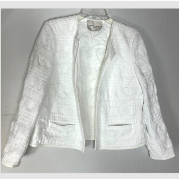 LAFAYETTE 148 LADIES BLAZER LARGE WHITE OPEN CAPSULE SUIT JACKET MINIMALIST - Picture 12 of 13